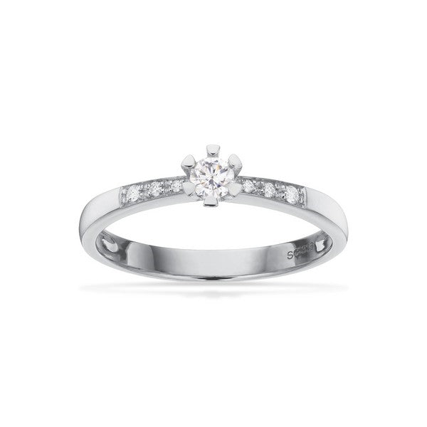 Vida Darling ring i 8 kt hvidguld med diamanter (0,10–0,20 ct) fra Scrouples – klassisk forlovelsesring.